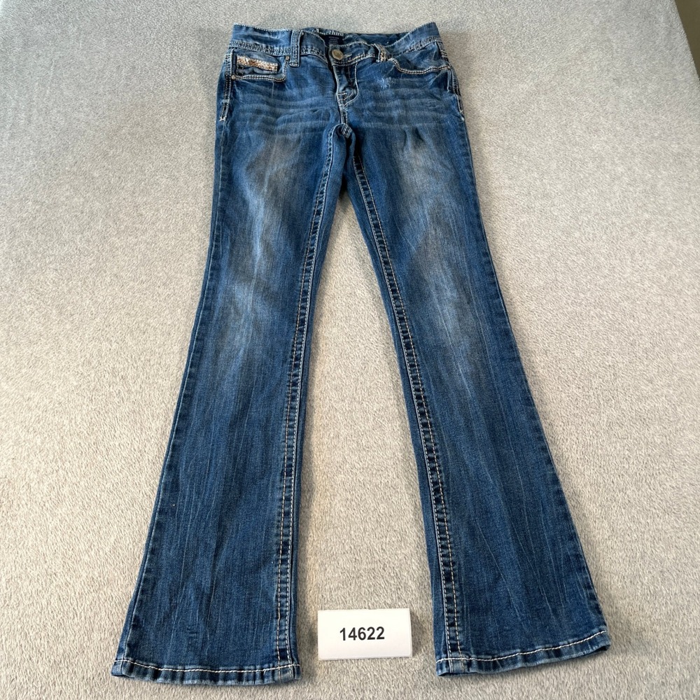 Amethyst Jeans Womens 7 Blue Denim Cotton Stretch Everyday Wear Bootcut Leg